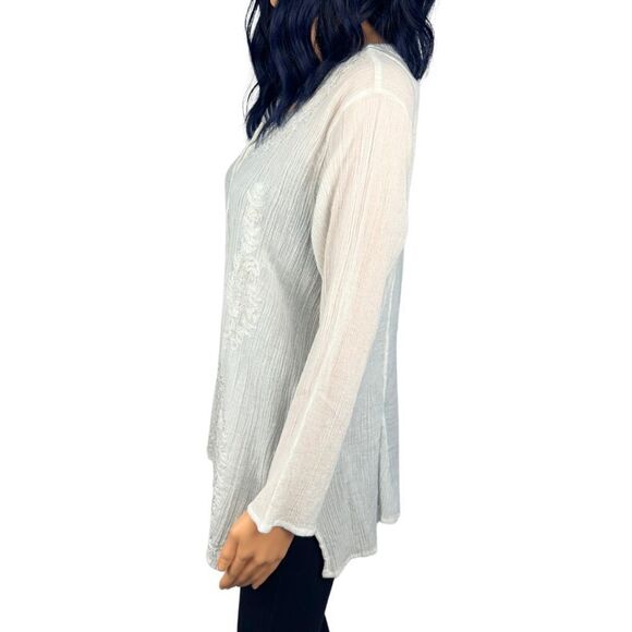 Indian Chikankari White Embroidered Sequin Tunic Top Size S/M - Picture 6 of 7